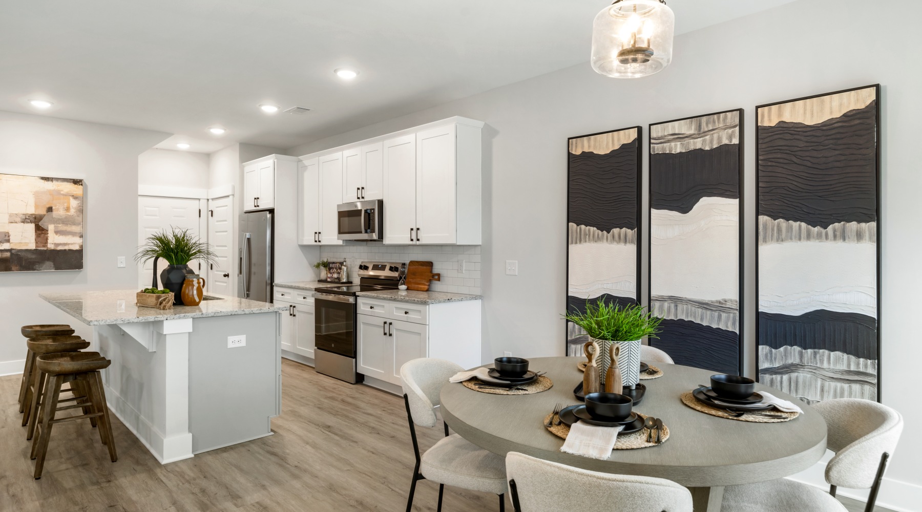 Furnished open concept living space at Fairlie pet friendly homes for rent in Cartersville, GA