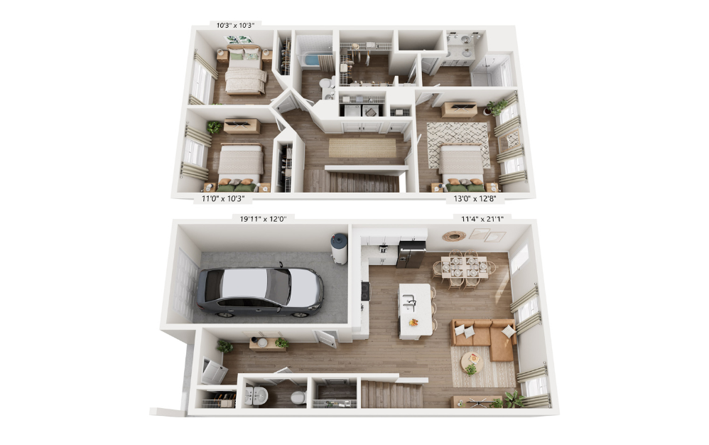 Stapleton - 3 bedroom floorplan layout with 2.5 bathrooms and 1511 square feet (Combined
)